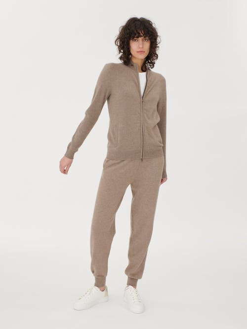 Shop Gobi Cashmere Full-zip Cashmere Cardigan In Taupe