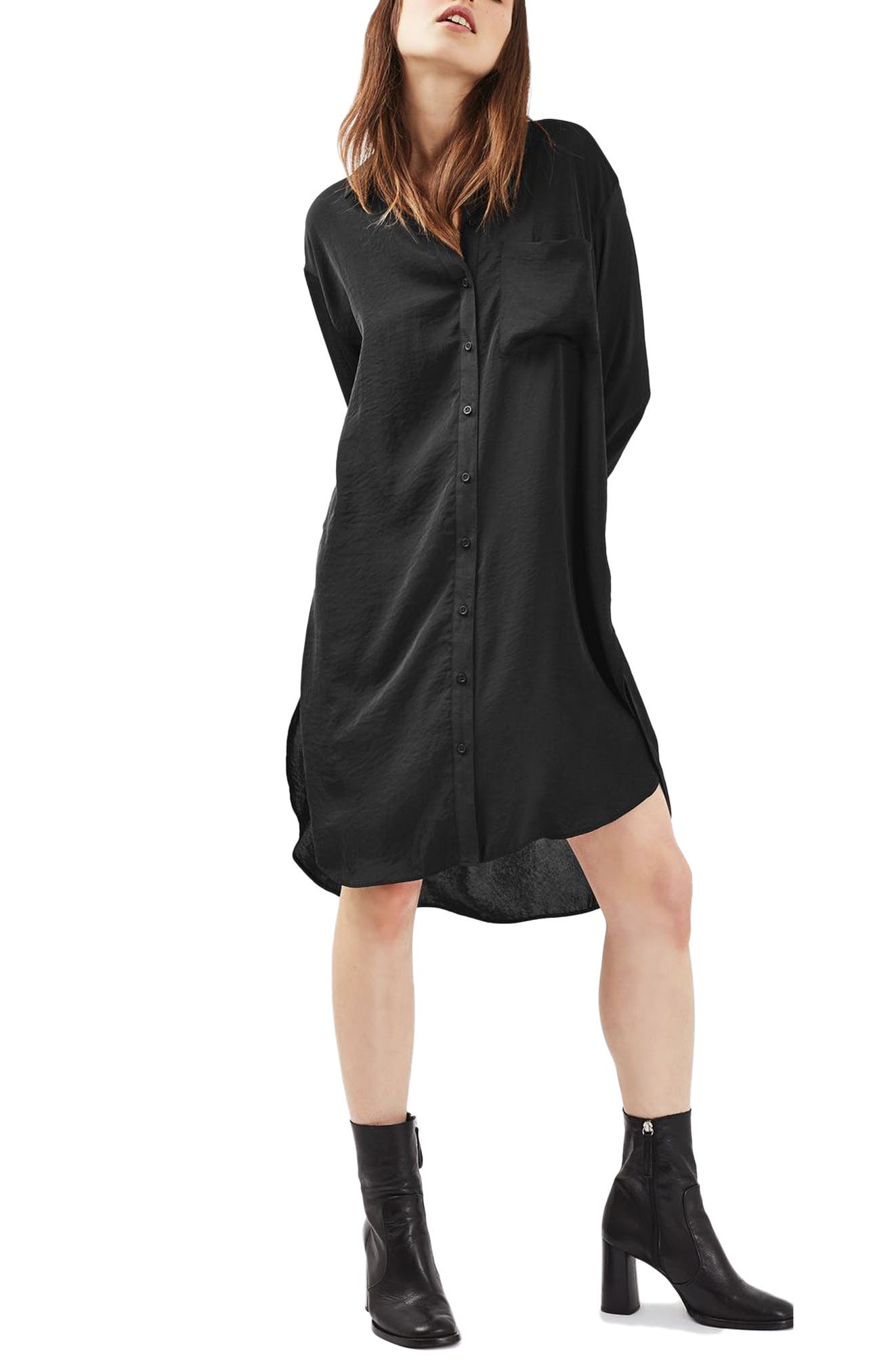 oversized satin shirt dress