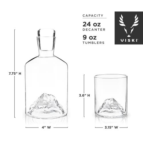 Viski Mountain 3-piece Crystal Liquor Decanter And Tumbler Set In Clear