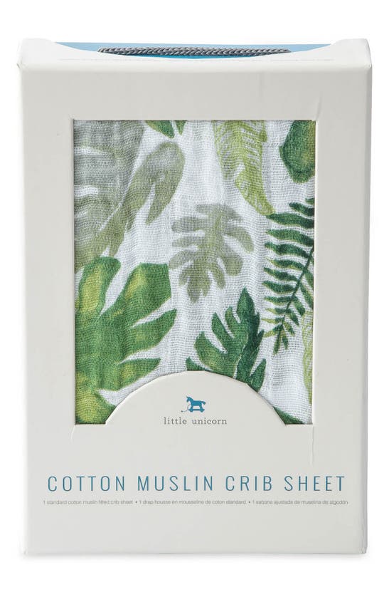 Little Unicorn Cotton Muslin Crib Sheet In Tropical Leaf
