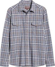 Johnston & Murphy Windowpane Brushed Cotton Blend Button-Up Shirt