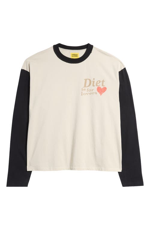 Shop Diet Starts Monday Lovers Colorblock Long Sleeve Graphic T-shirt In Antique White/black