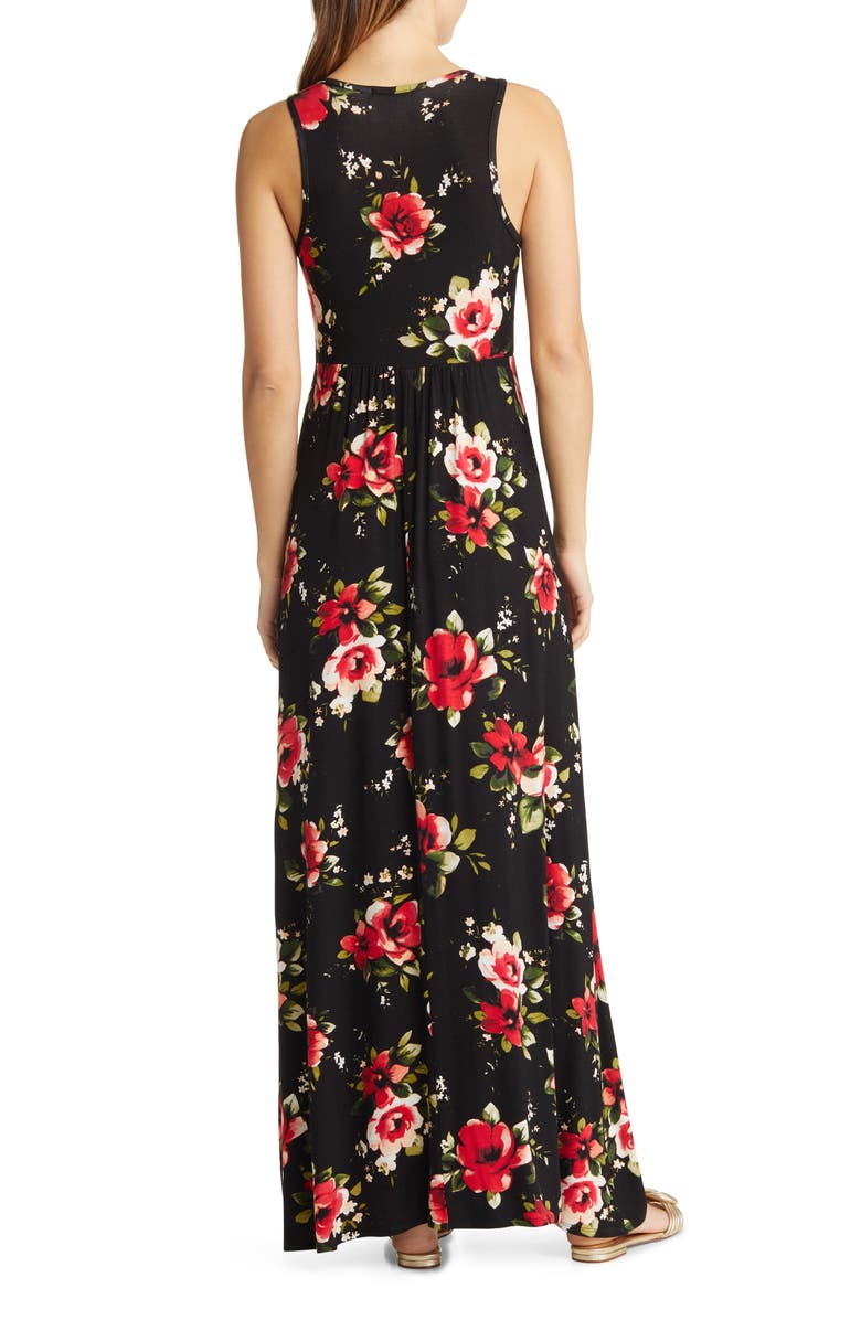 Loveappella Floral Print Sleeveless Jersey Maxi Dress | Nordstrom