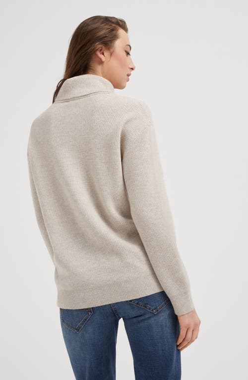 Shop Brunello Cucinelli English Rib Knit Sweater In Oyster