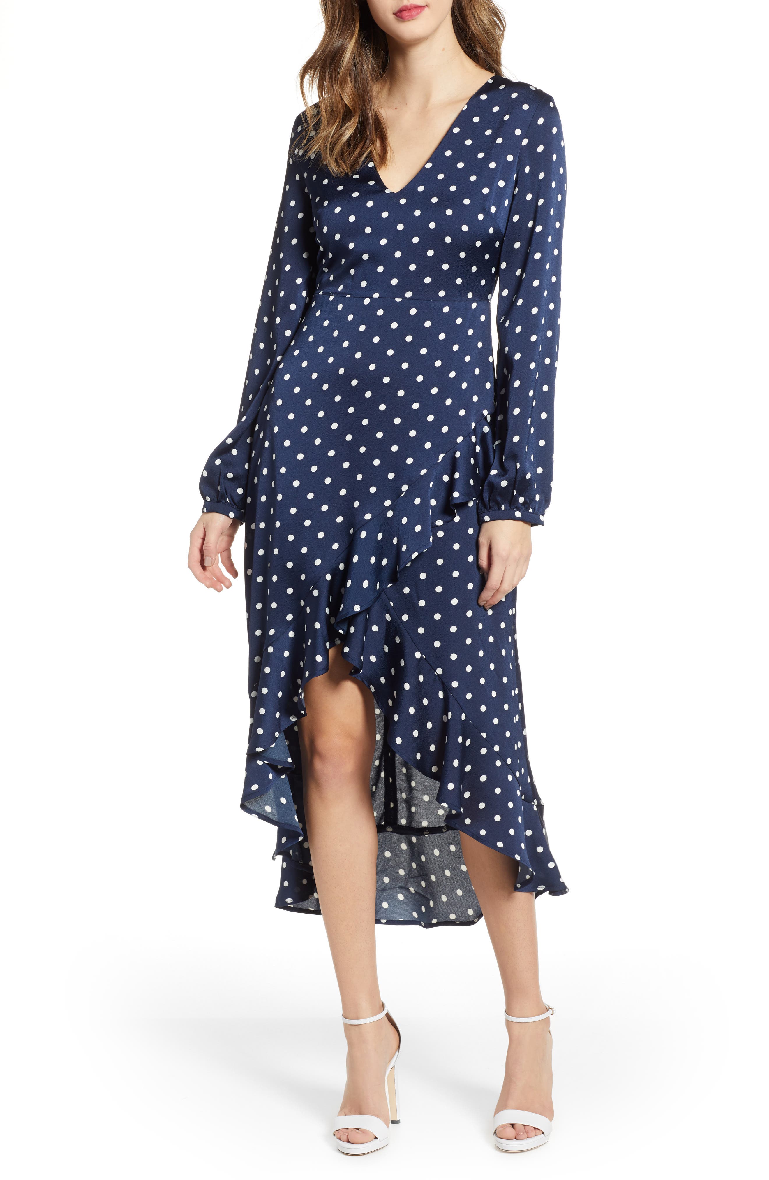 Endless Rose Polka Dot High/low Maxi Dress, Blue
