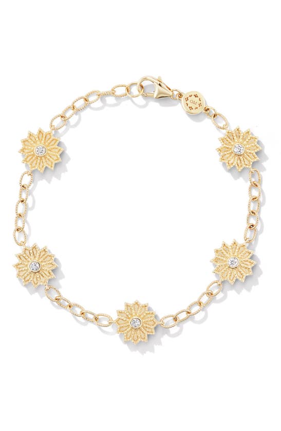 Shop Orly Marcel Sacred Flower Reversible Diamond & Emerald Station Bracelet In Gold