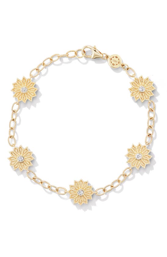Orly Marcel Sacred Flower Reversible Diamond & Emerald Station Bracelet In Gold
