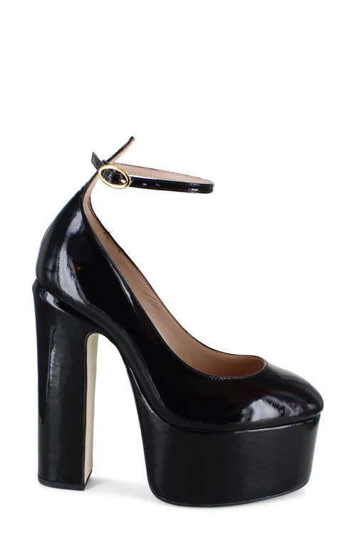 Zigi Nikole Ankle Strap Platform Pump In Black Patent