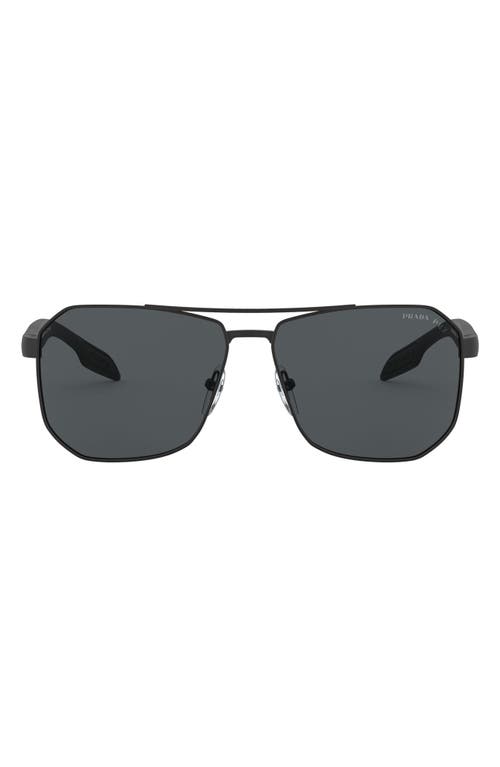 Prada Linea Rossa 62mm Oversize Rectangular Sunglasses in Rubber Black at Nordstrom
