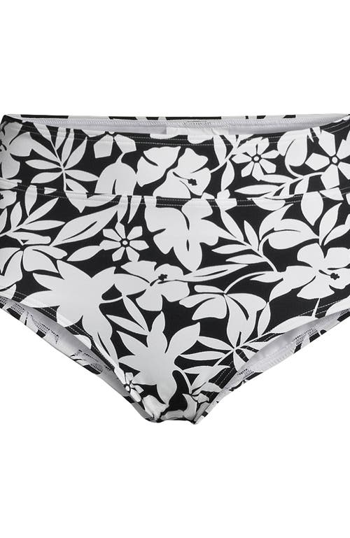 Shop Lands' End Tummy Control High Waisted Bikini Bottoms In Black Havana Floral