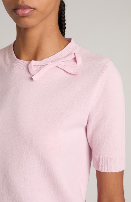 Shop Valentino Garavani Bow Short Sleeve Wool Sweater In Comfit