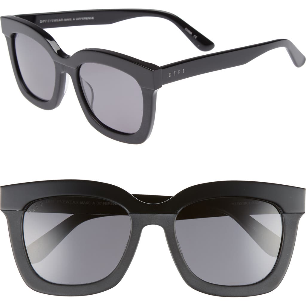 Diff Carson 53mm Polarized Square Sunglasses In Black