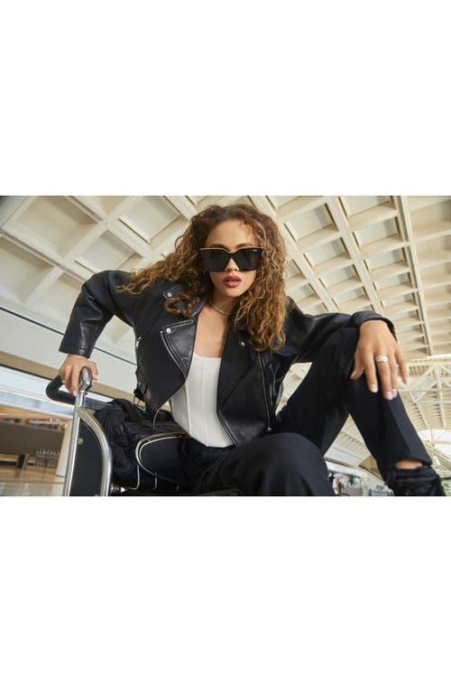 Shop Quay Level Up 55mm Square Sunglasses In Black Gold/smoke