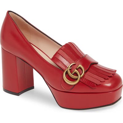 Gucci Kiltie Fringe Platform Pump, Red