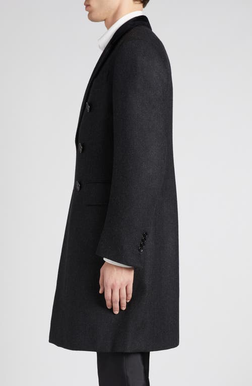 Tom Ford Double Breasted Herringbone Wool & Cashmere Coat In Ig690 Charcoal