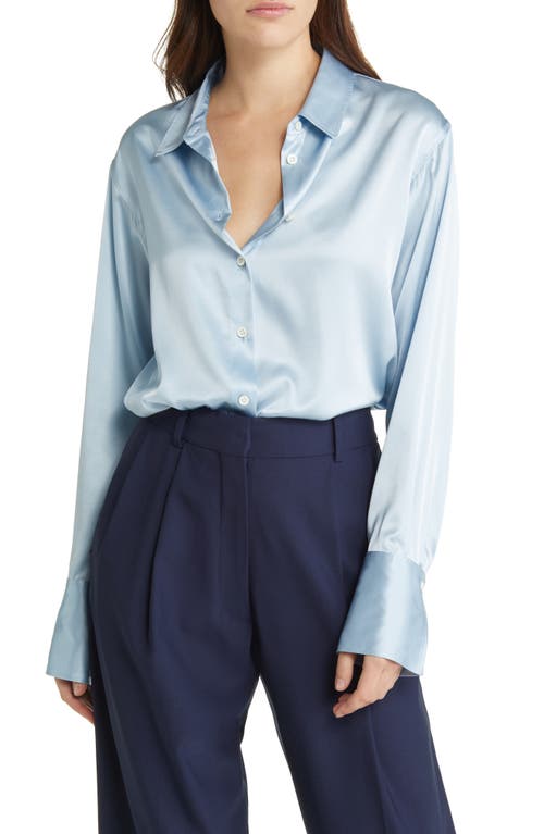 FRAME The Standard Women's Stretch Silk Button-Up Shirt in Chambray Blue
