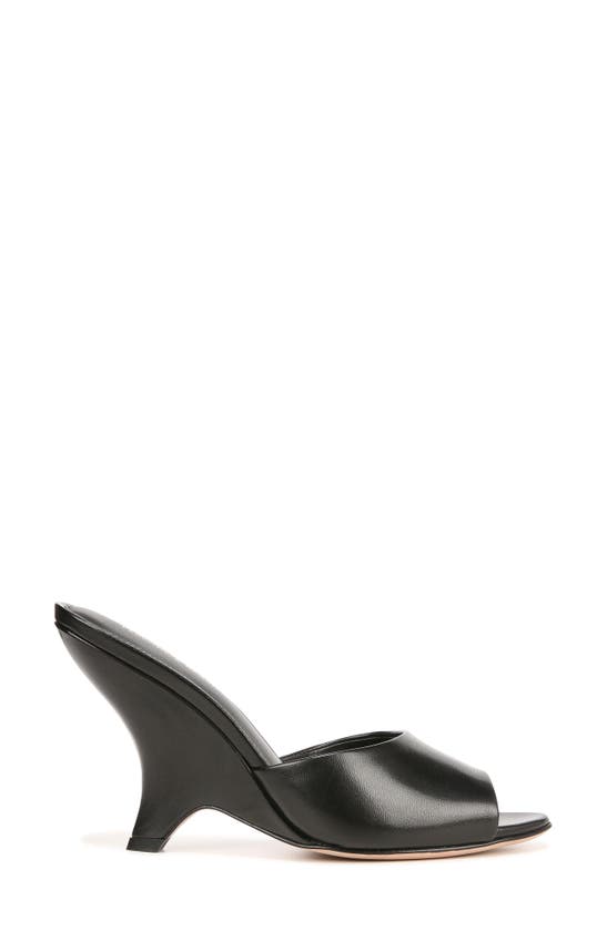 Veronica Beard Mila Leather Peep-toe Wedge Sandals In Black