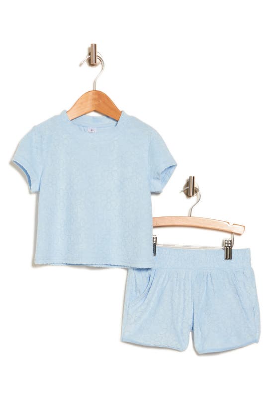 Shop 90 Degree By Reflex Kids' Terry Cloth Crop Top & Shorts Set In Delicate Daisy Dutch Canal