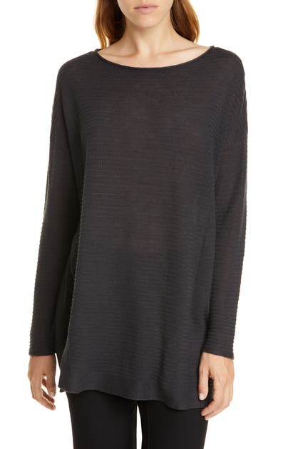 Eileen Fisher Bateau Neck Organic Linen & Cotton Tunic Sweater In ...