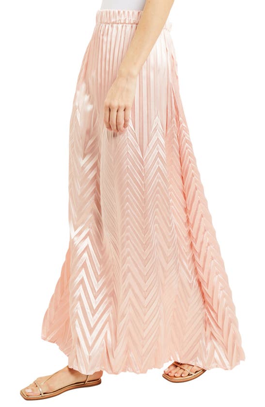 Shop Misook Chevron Pleated A-line Maxi Skirt In Porcelain Pink