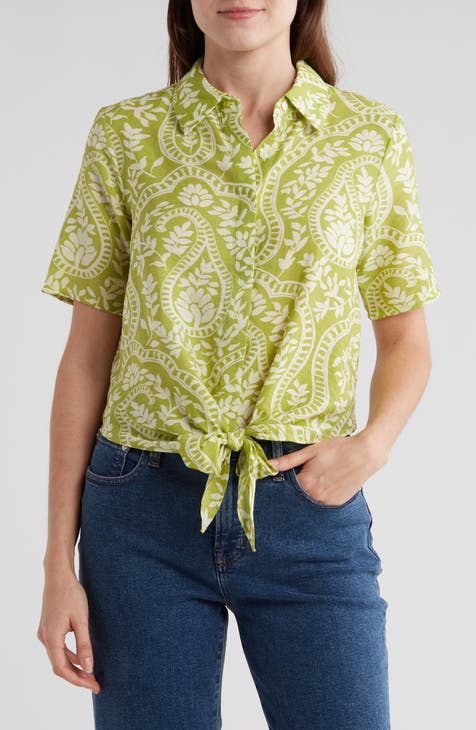 Paisley Crop Button-Up Shirt