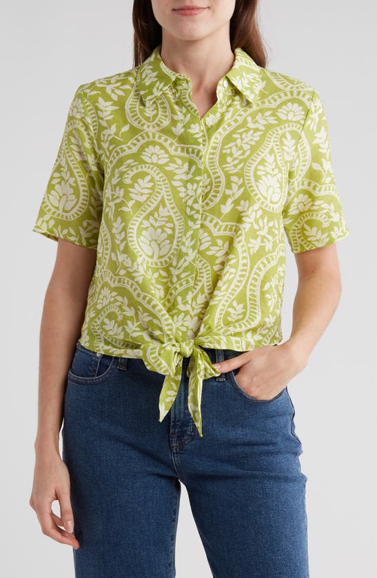 Shop Industry Republic Clothing Paisley Crop Button-up Shirt In Magnified Paisley
