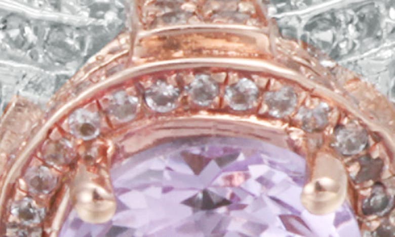 Shop Suzy Levian Two-tone Semiprecious Stone & White Topaz Halo Ring In Pink