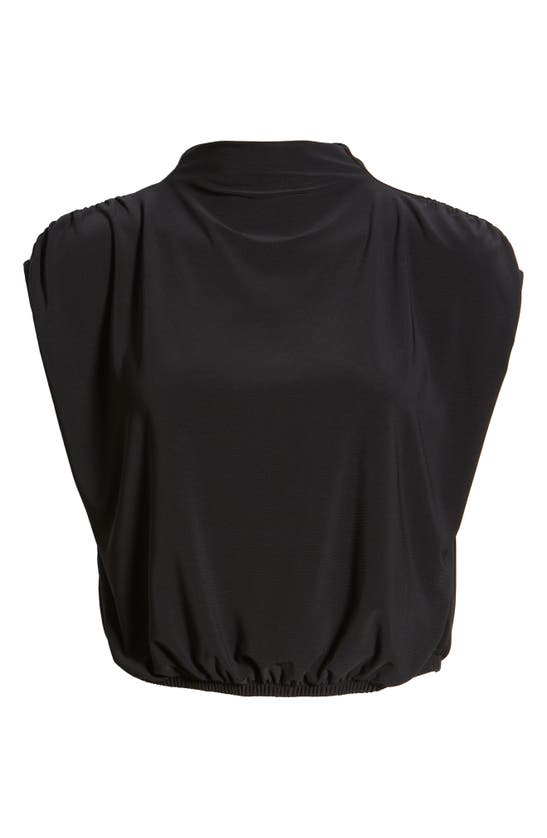 Open Edit Knit Blouson Crop Top In Black