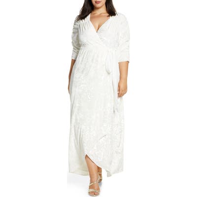 Plus Size Kiyonna Vie En Crushed Velvet Gown, Ivory