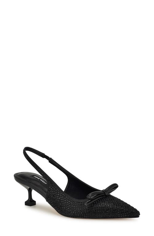 Nine West Wunder Slingback Pointed Toe Kitten Heel Pump In Black