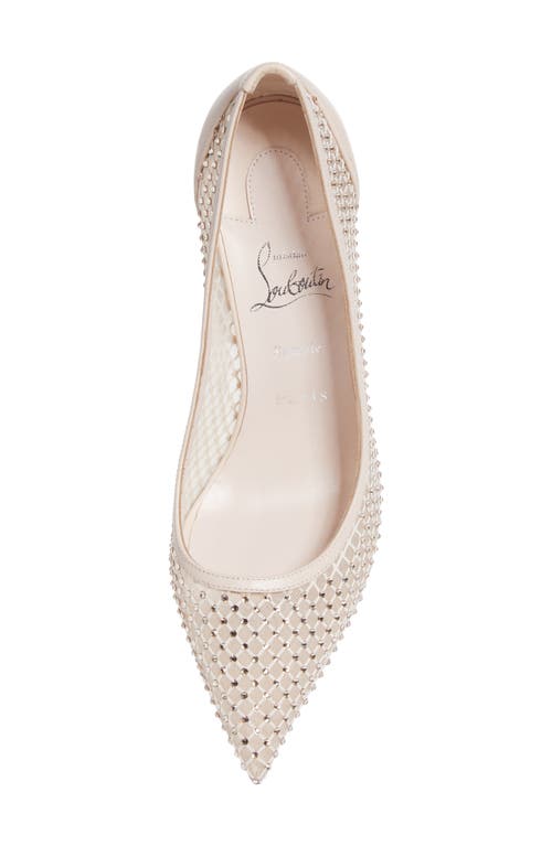 Shop Christian Louboutin Apostropha Crystal Embellished Pointed Toe Pump In Leche Silk/lin Leche