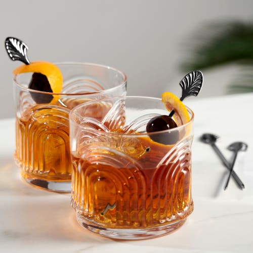 Viski Art Deco Cocktail Picks Set Of 4 In Black