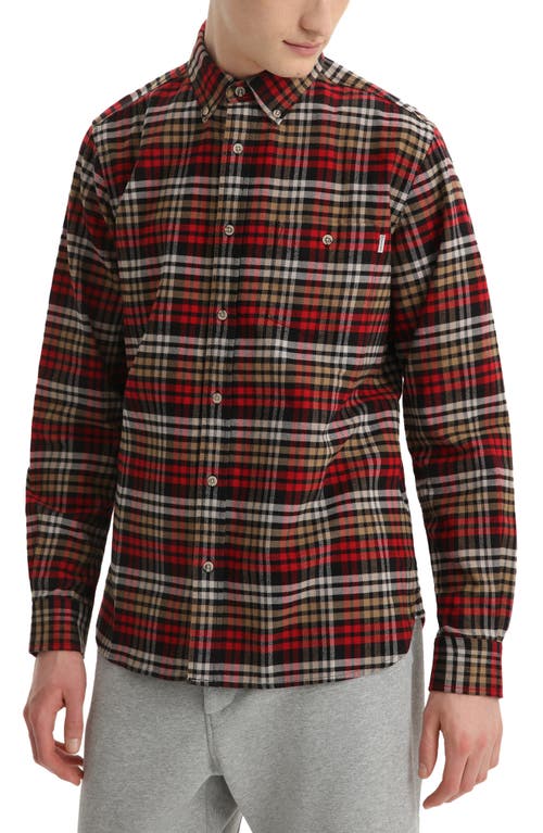 Woolrich Tradition Cotton Flannel Long Sleeve Button Down Shirt in Check Red at Nordstrom, Size Xx-Large