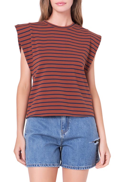 English Factory Stripe Extended Shoulder T-Shirt at Nordstrom,