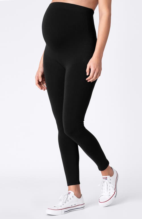 Shop Seraphine 2-pack Over The Bump Maternity Leggings In Black Grey