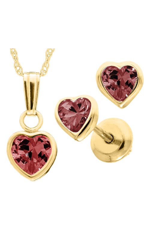 Mignonette 14k Gold Birthstone Necklace & Stud Earrings in July at Nordstrom