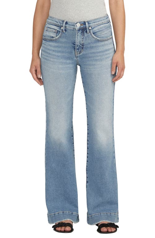 Kait Mid Rise Flare Jeans in Garden Blue
