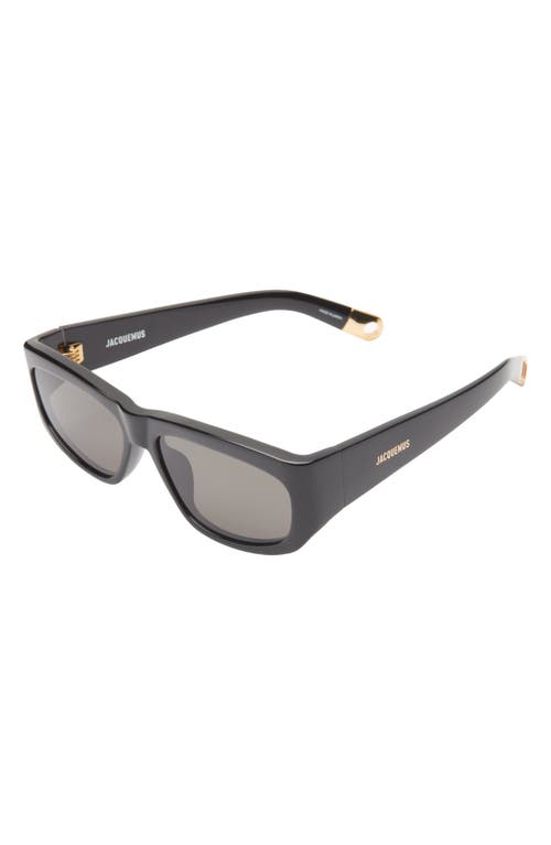 Jacquemus Les Lunettes 57mm Pilot Sunglasses In Black/yellow Gold/grey