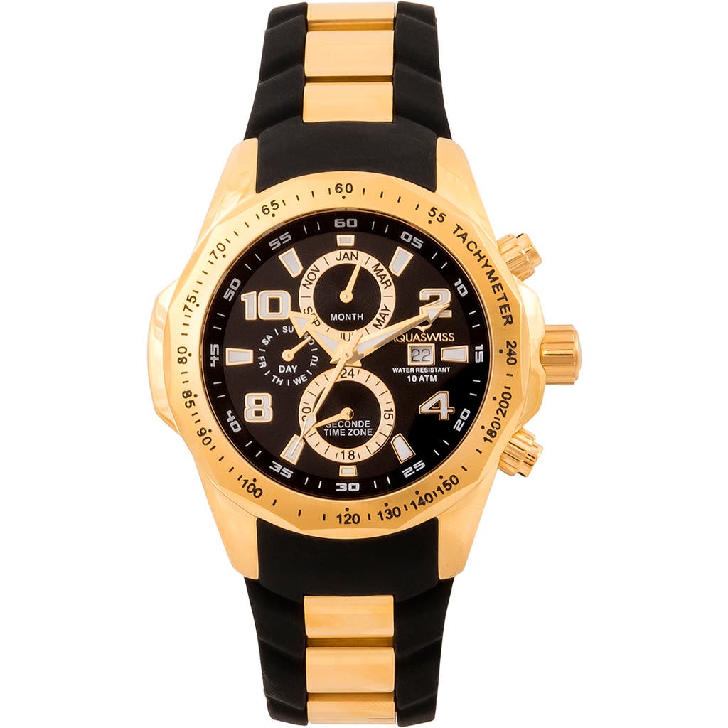 Shop Aquaswiss Trax Ii Stainless Steel Watch, 43mm X 53mm In Black/gold