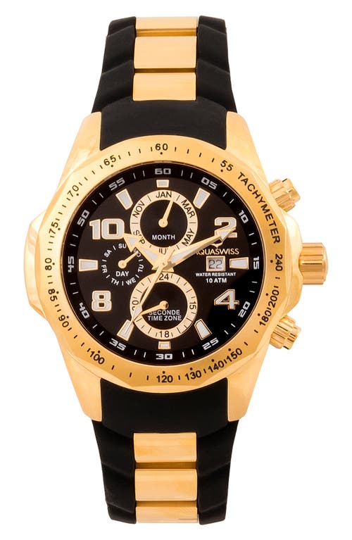 Shop Aquaswiss Trax Ii Stainless Steel Watch, 43mm X 53mm In Black/gold
