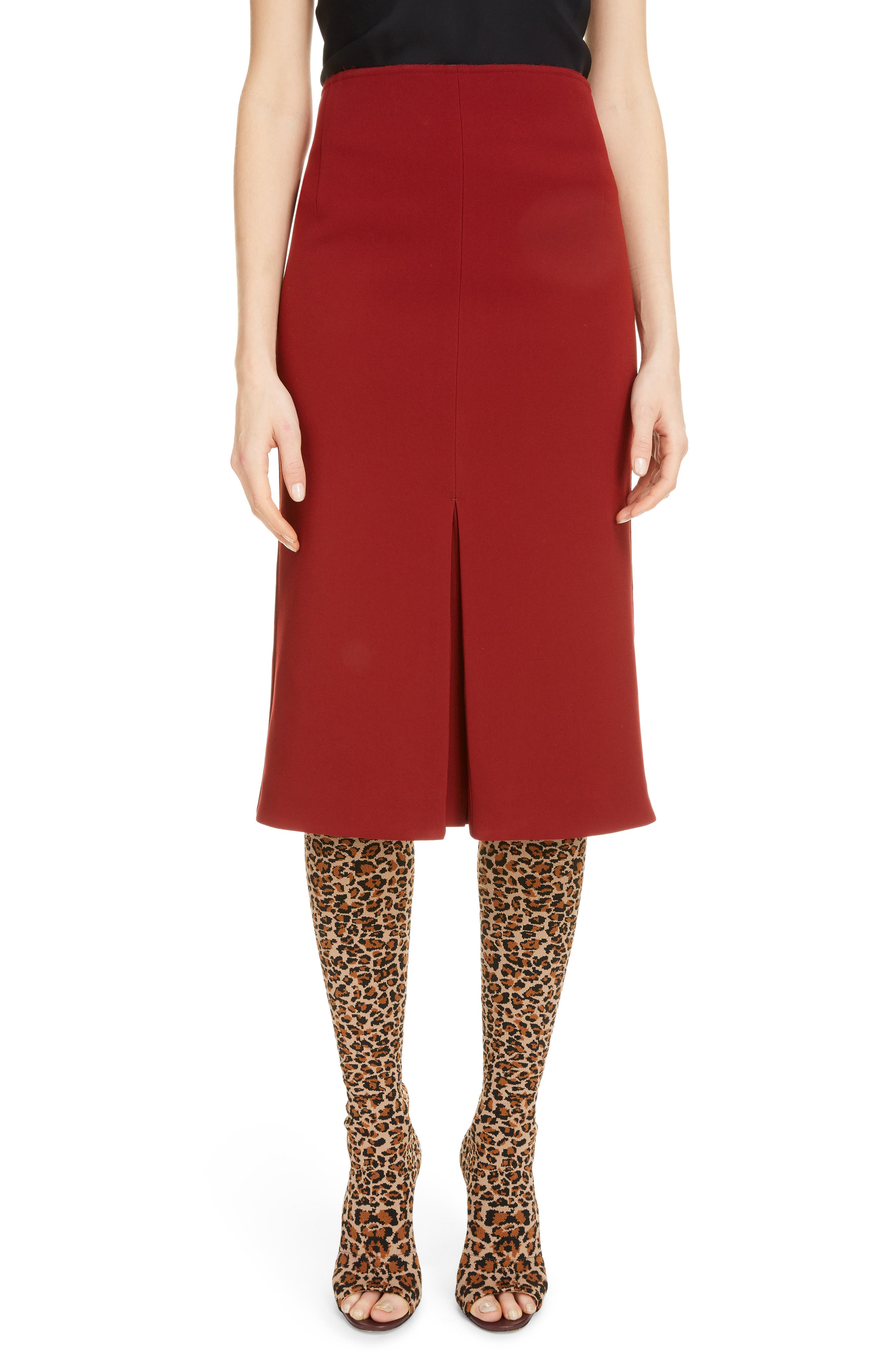 Victoria Beckham Skirts Pleat Detail Crepe Pencil Skirt