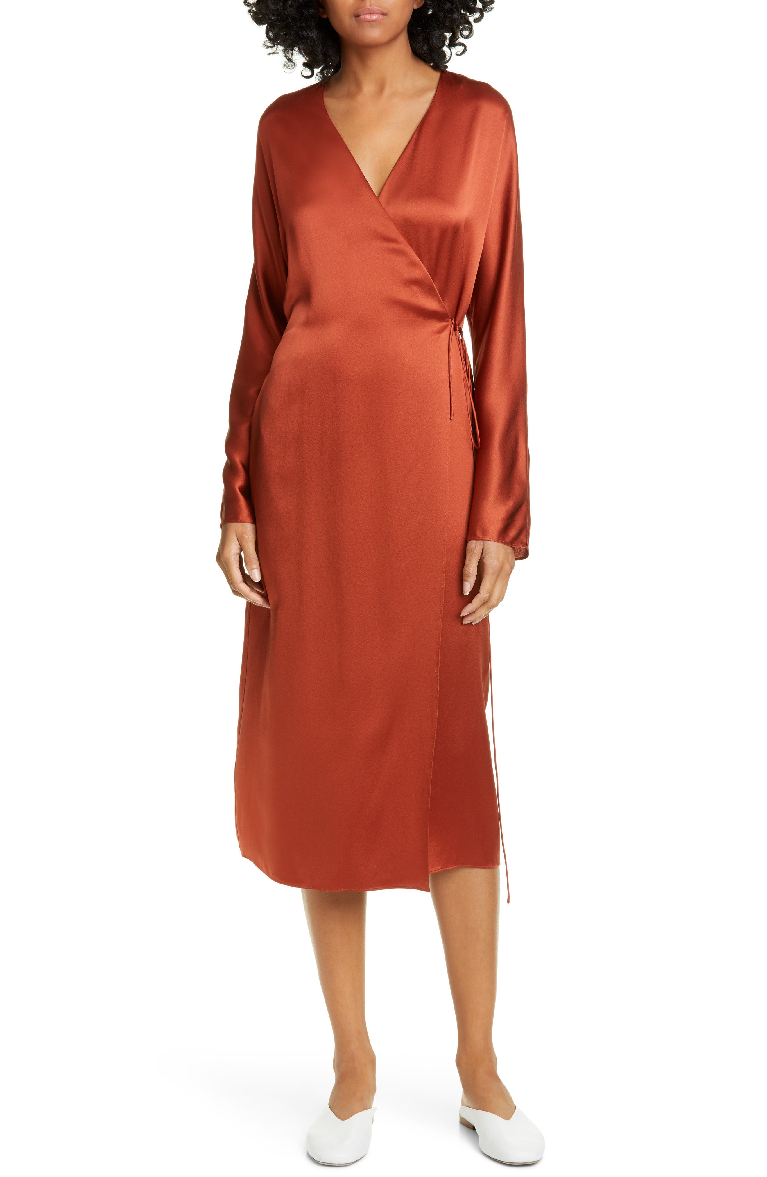 Long Sleeve Silk Wrap Dress Online ...