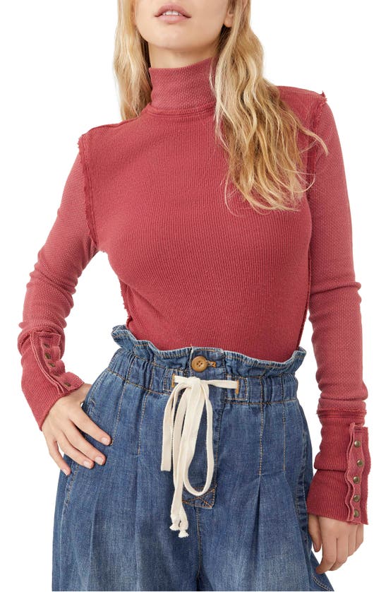 Free People Freya Long Sleeve Mock Neck Top In Off Beat