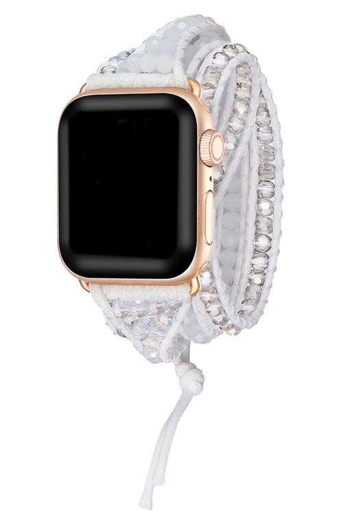 The Posh Tech Beaded Wrap Apple Watch® Watchband in Silver /White