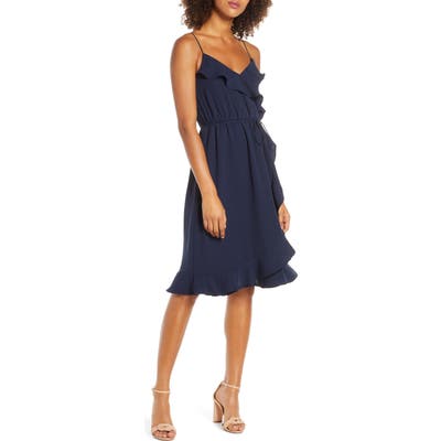 J.crew Faux Wrap Ruffle Dress, Blue