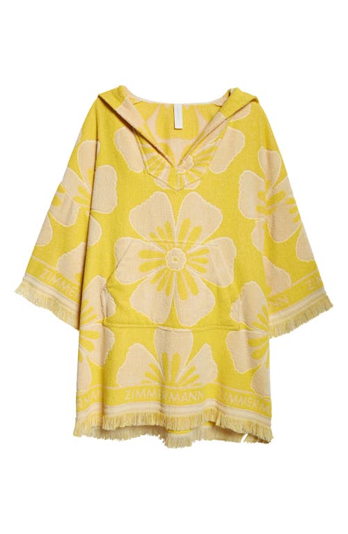 Shop Zimmermann Golden Terry Cloth Hoodie Dress In Yellow/cream