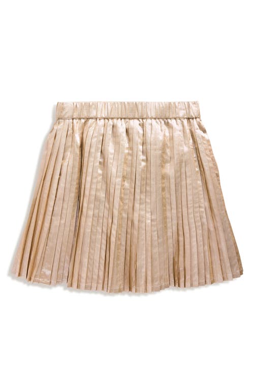 Shop Mini Boden Kids' Metallic Pleated Miniskirt In Gold Metallic