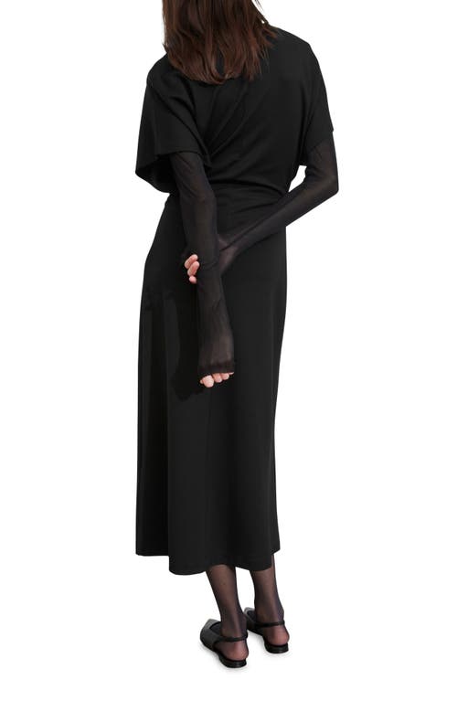 Shop & Other Stories Dolman Sleeve Midi Dress In Black Dark