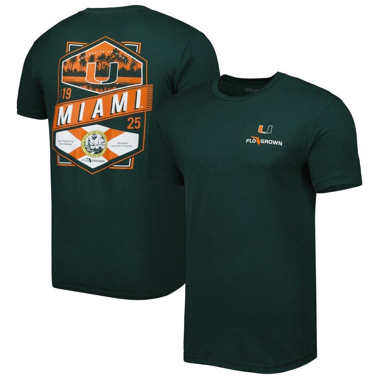 Flogrown Green Miami Hurricanes Double Diamond Crest T-shirt