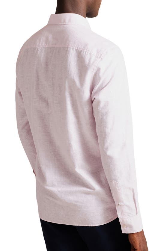 Shop Ted Baker London Linen & Cotton Blend Button-up Shirt In Light Pink